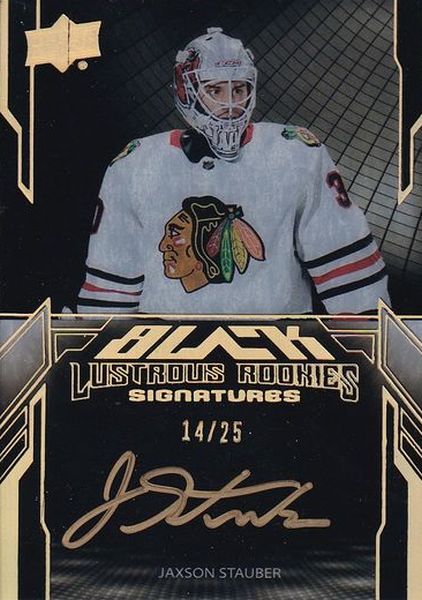 AUTO RC karta JAXSON STAUBER 23-24 SPx UD Black Lustrous Rookies Signatures Gold /25